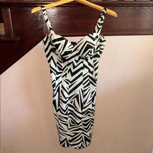 Kardashian Kollection Black and White Spaghetti Strap Mini Dress Zebra Stripes